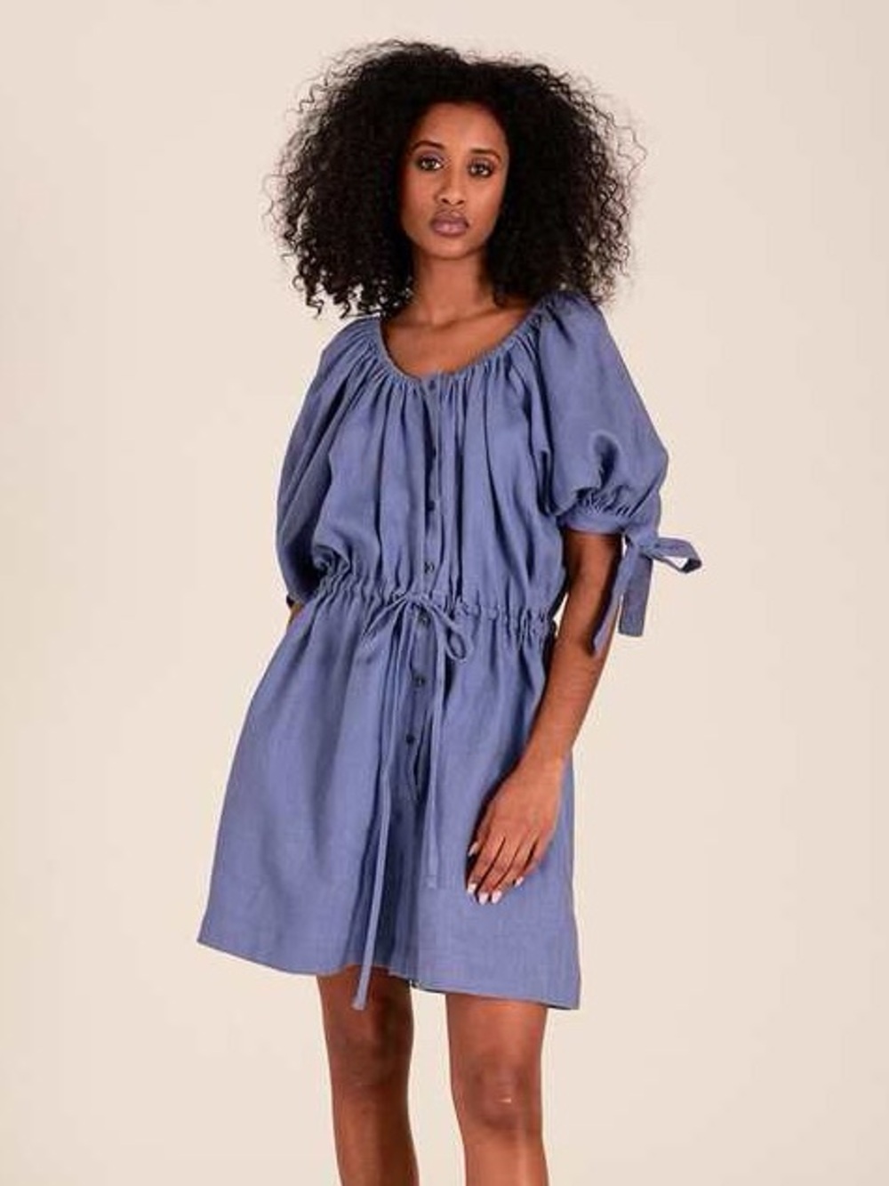 NWT • Eliza Faulkner • Ramona Playsuit in Blue Linen • Size Medium